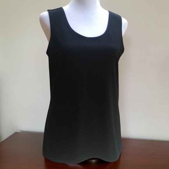 Chico's Women's Black Sleeveless Stretch Scoop Neck Tank Top (Sz 1/M) - Picture 1 of 12